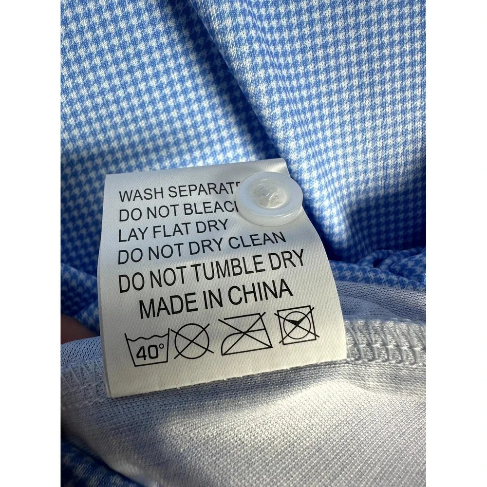 Collars Co Polo Shirt Mens 3XL Blue Micro Houndstooth Performance Office New - Picture 7 of 7